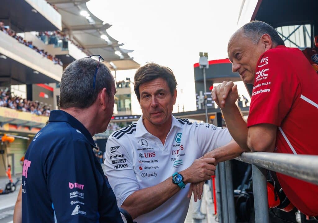 toto wolff, fred vasseur and alpine rep