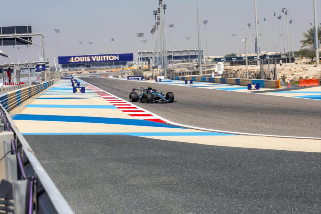 George Russell driving the Mercedes W17 during the afternoon session of Day 4 pre-season testing at the Bahrain International Circuit, where he set the fastest lap.