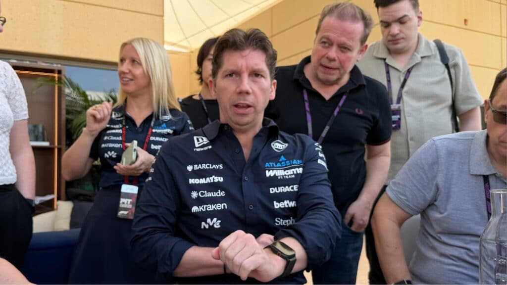 Williams Racing Team Principal James Vowles discussing the team's progress during 2026 Bahrain testing.