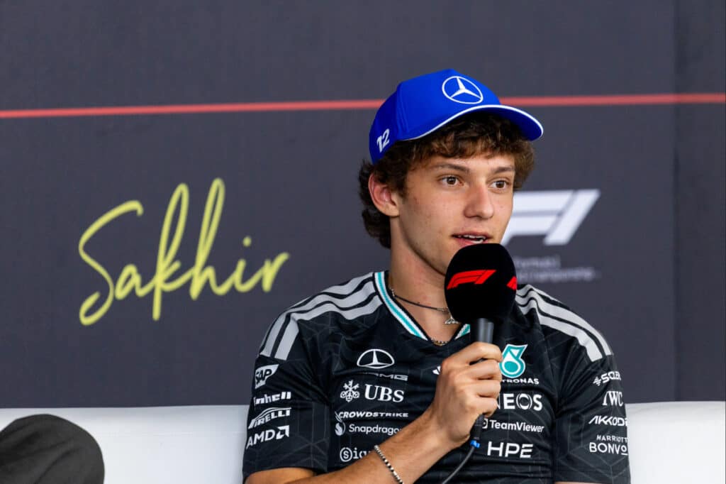 Mercedes' Kimi Antonelli answering questions regarding the competitive picture at the front of the grid following six days of testing.