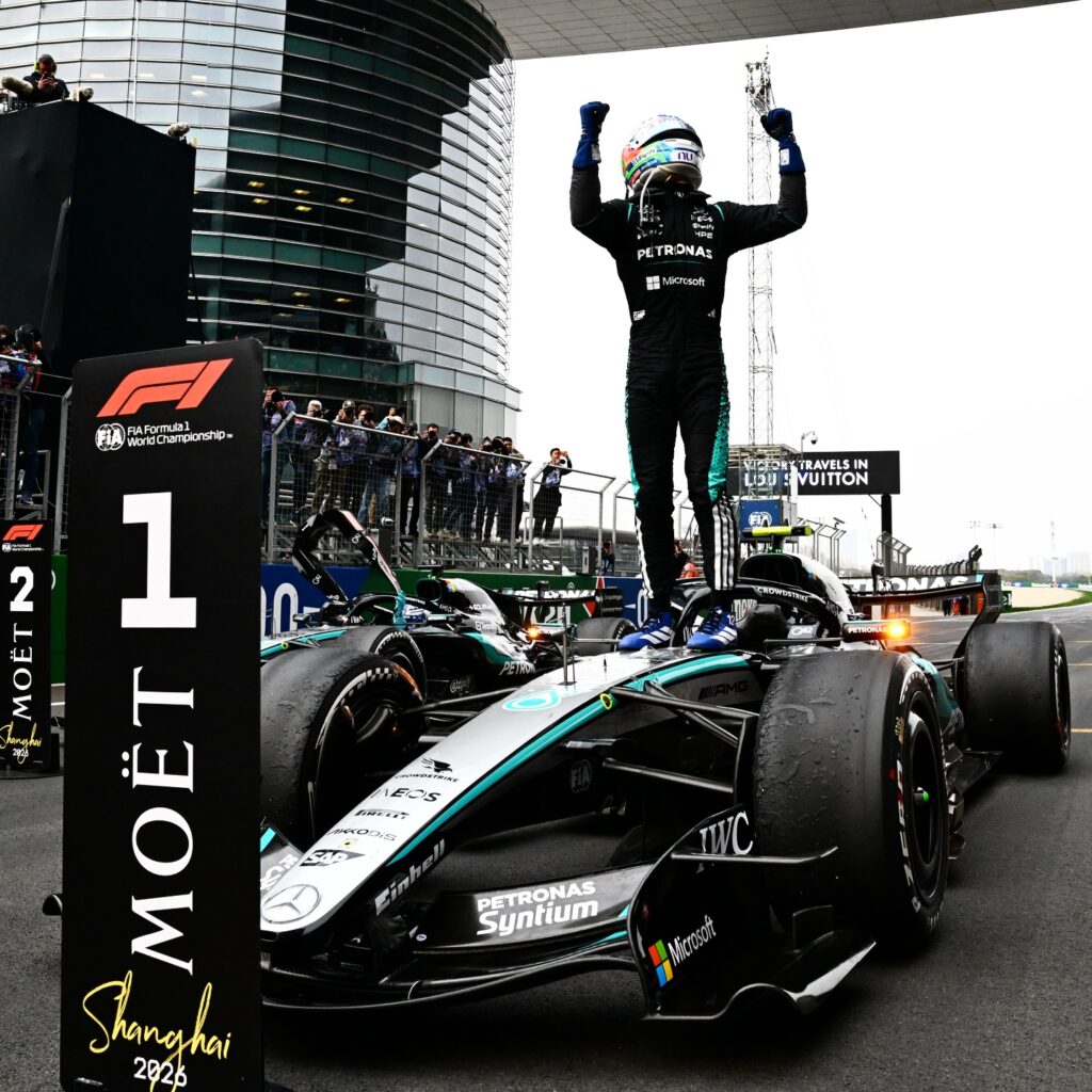 Kimi Antonelli celebrating first Grand Prix victor - shot by @f1sutton