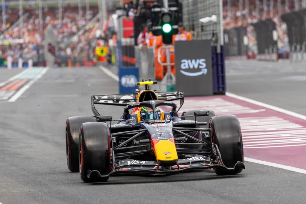 Red Bull rookie Isack Hadjar exits the pit lane during his impressive P3 qualifying performance at the 2026 Australian Grand Prix.