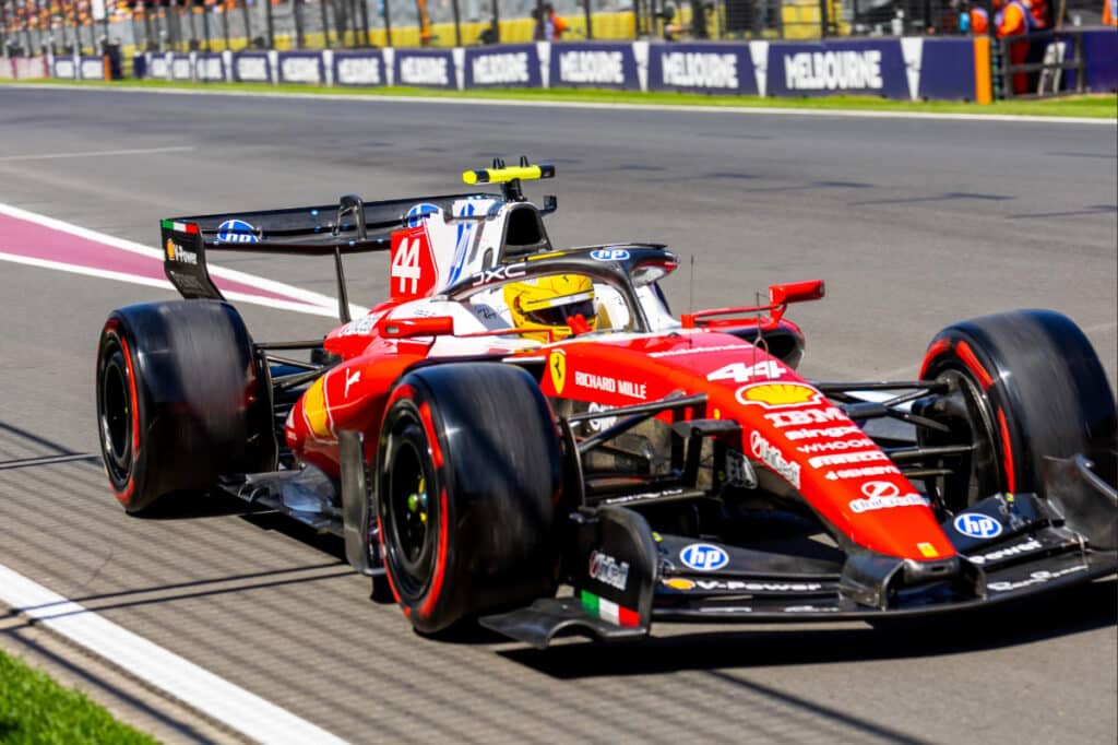 Lewis Hamilton in the Ferrari SF-26 during Friday practice at the Australian Grand Prix.