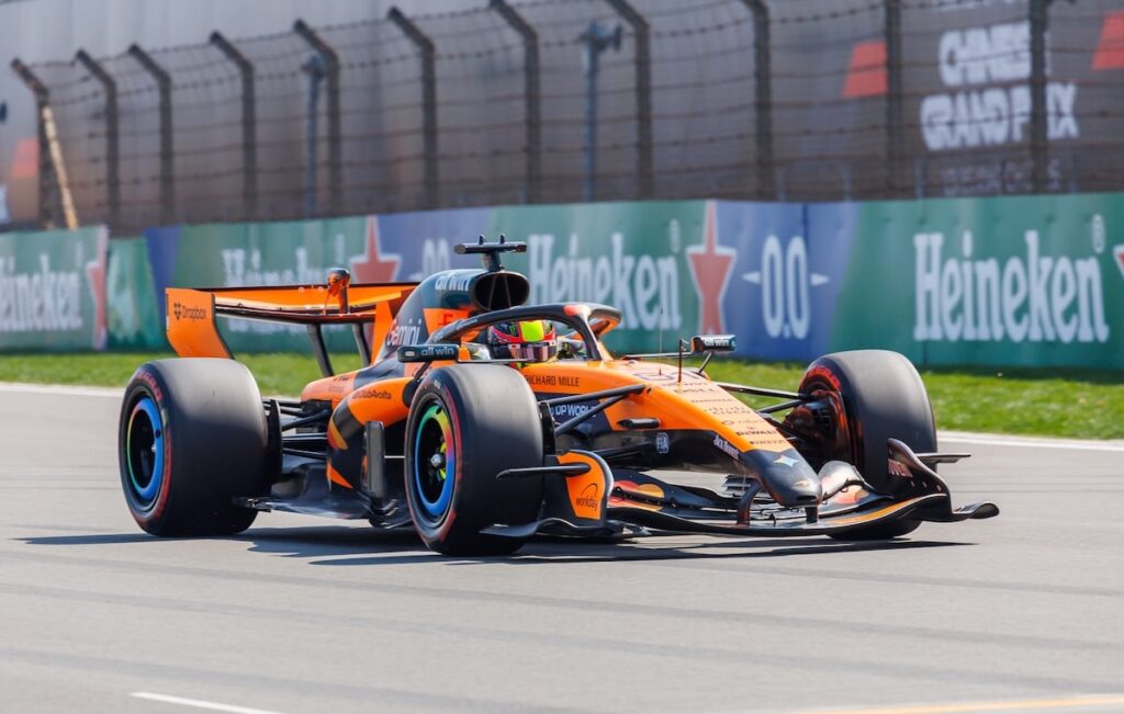 Oscar Piastri driving the McLaren MCL38 during the 2026 Chinese Grand Prix qualifying session at the Shanghai International Circuit.